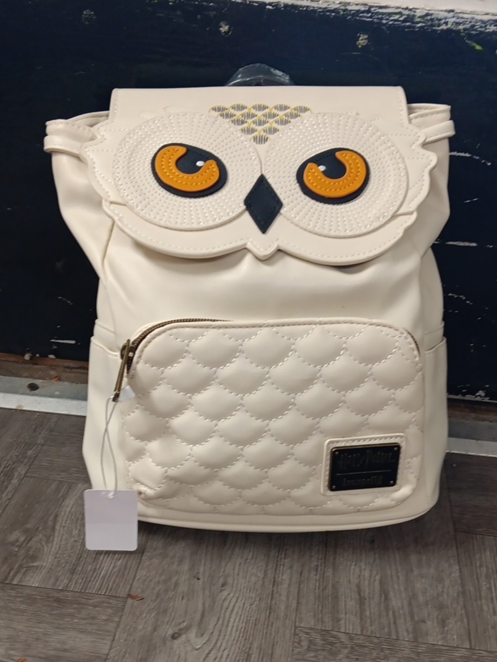 Loungefly Cream Owl Quilted Backpack with Amber Eyes